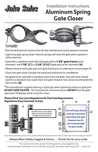 2-3/8" (2-1/2") x 1-3/8" Durable Chain Link Spring Loaded Gate Closer. - size: 2-3/8"X 1-3/8"