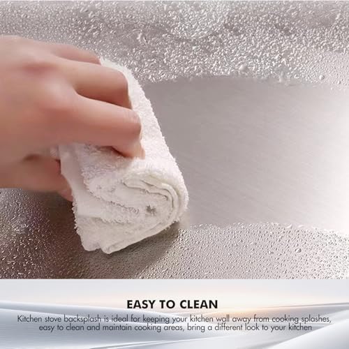 Micmi 24" x 30" Stainless Steel Backsplash for Stove, Reversible Flat Metal Guard Range Hood Wall Shield for Kitchen, Easy Clean and Installation with Four Pre Drilled Holes - style: Range Hood Wall Backsplash