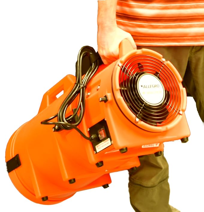 Allegro Industries-9533-25 32" X 13 12" X 14 12" 831 cfm 13 hp 115 VAC 3 A Motor Polyethylene Com-Pax-Ial Blower with Canister and 8" X 25' Duct,Orange