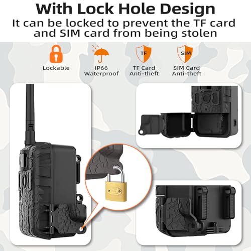 4G LTE Cellular Trail Camera 2K with Live Streaming,24000mAh Long Battery Life,Solar Powered Game Wildlife Cameras,Motion Activated,940nm No Glow Night Vision,IP66 Waterproof (Camera) - size: Camera Only
