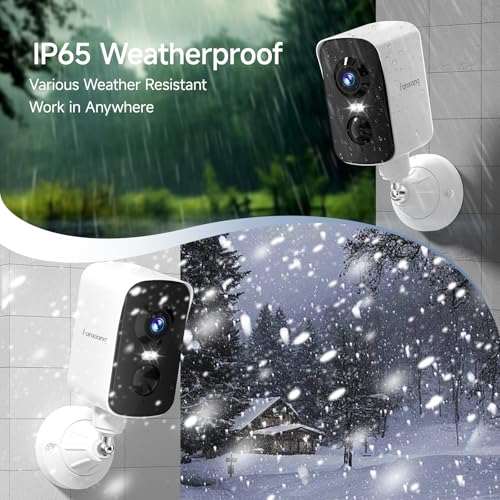 fanxiang 2K Wireless Security Camera Outdoor Rechargeable Battery Camera WiFi, 300° Pan Rotating, AI Motion Detection, PIR, Color Night Vision, Spotlight, Siren, Two-Way Talk, IP65, SD/Cloud Storage - style: Battery Camera