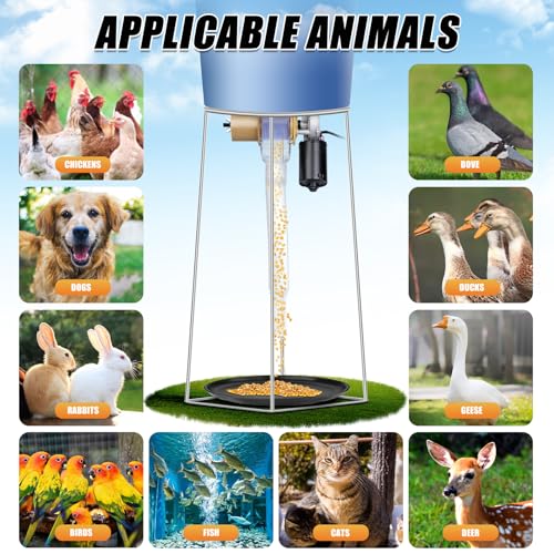 Timed Automatic Chicken Feeder 16 Groups of Timer & Quantitative Poultry Feeders Auto Gravity Food Dispenser Kit for Chicken Rooster Dog Duck Cat Bird Chicken Coop