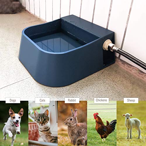 NAMSAN Outdoor Automatic Dog Water Dispenser, Large Water Bowl for All Kinds of Animals, Auto Refill Waterer for Pet Livestock, Water Trough Include Multi-Functional Adapter, Fit GHT Faucet