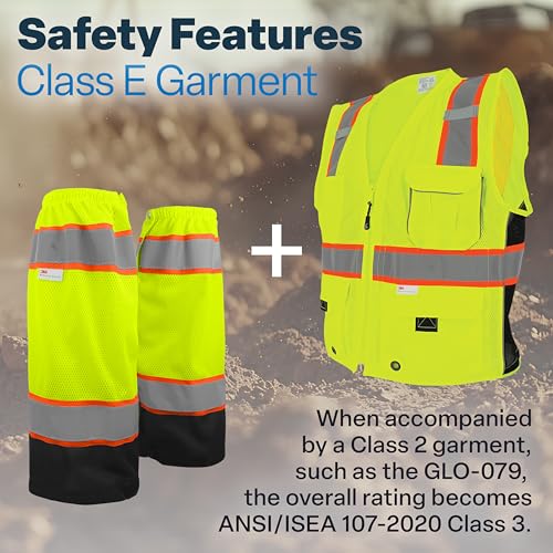 GGS Leg Gaiters - High Visibility Mesh with Reflective Tape, Lightweight Safety Gear for Hunting, Construction/Roadwork, Outdoor Projects, Universal Fit, Yellow/Green - color: High-visibility Yellow/Green, style: Mesh Polyester