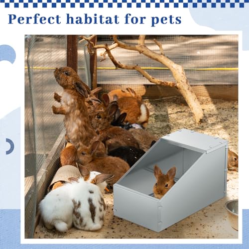 Maxcheck 2 Pcs Galvanized Metal Rabbit Nesting Box Bunny Small Animal Nest with Removable Acrylic Floor Durable Easy to Clean for Indoor Outdoor Use Rabbit Supplies(16 * 11.5 * 11.5 Inch) - size: 16"L x 11.5"W x 11.5"H