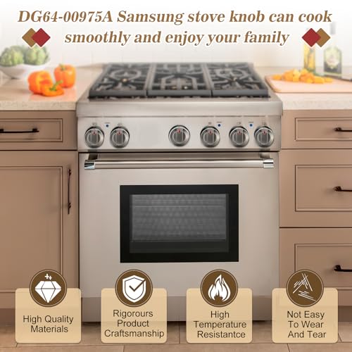 DG64-00975A (4PCS) Electric Range Knob, NE/NX9000t, DG64-00975A 002 knobCompatible with Samsung knobs NE/NX9000t, fit for Samsung Electric Stove/Oven Knobs Replacement