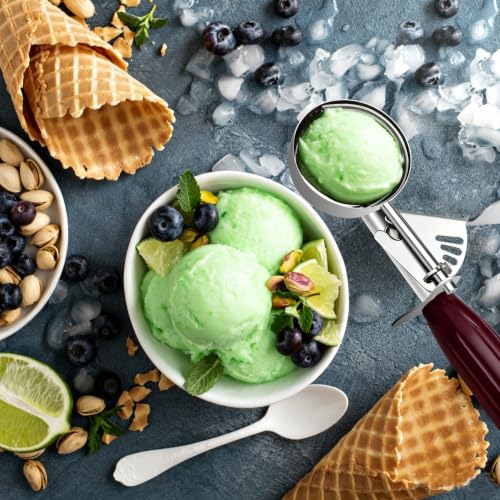 TOPKITCHEN Commercial-Grade Ice Cream Scoop 1.33 oz, 18/8 Stainless Steel Cookie Scoop with Plastic Handle, Portion Control Disher Scoop for Bakeries, Restaurants & Dessert Shops, #24, Red - size: 1.33 oz - Red