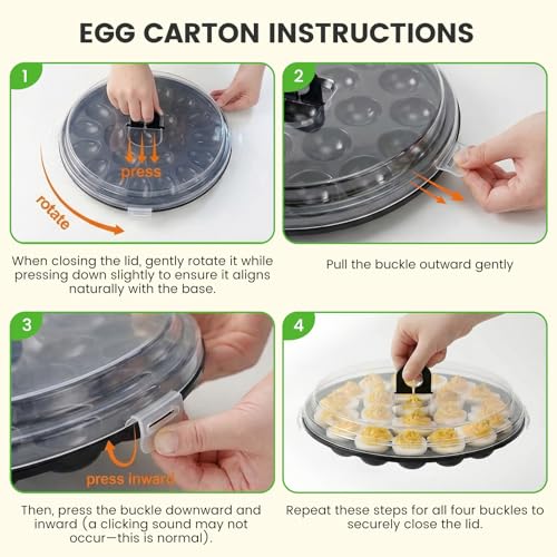 HANSGO Deviled Egg Containers with Lid, 3PCS Deviled Egg Platter Carrier Holder Trays with 66 Slots for Party and Home Kitchen, Black - color: 3pcs Black