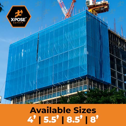 Xpose Safety Construction Safety Netting – 5.5' x 150', 1/4" Mesh Scaffold Safety Net, Temporary Material Roll, Visibility Fence, Heavy-Duty Fire Retardant, Blue - color: 4) Blue, size: 5.5' X 150' – 1/4" Mesh