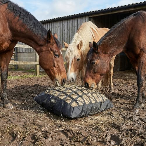 Hay Bag for Horses,Ultra-Slow Feed Hay Bag for Ground Feeding,Designs for Horses,Goats,Cows,Premium 1680D Oxford Cloth,Easy to Fill and Hang with Wide Opening and Adjustable Straps (1)