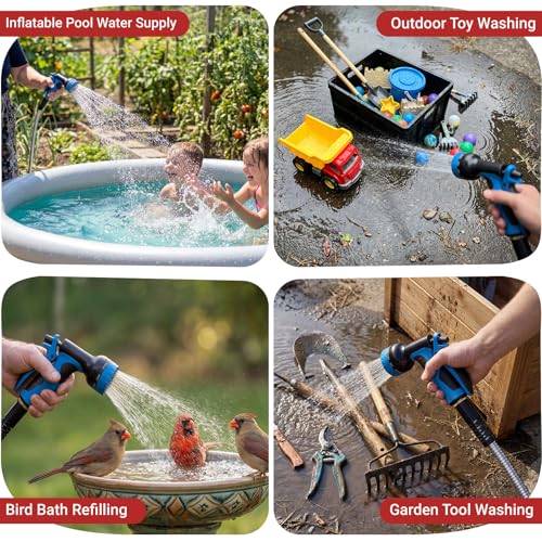 Lefree 50ft Metal Garden Hose - Heavy Duty 304 Stainless Steel Flexible Water Hose, No Kinks & Leak-Proof with Upgraded Handle, 10-Function Spray Nozzle for Balcony, Patio, Small Yard, Car Wash - color: Silver, size: 50FT