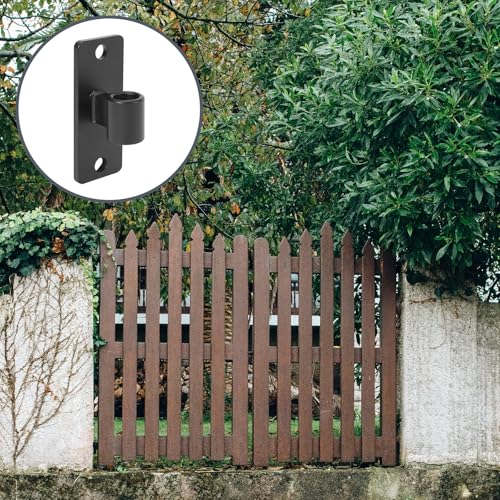 Gate Hinges, 2 Pack Steel Wall Mount Gate Hinge Fit 5/8'' Pin Fence Post Hinge, Heavy Duty Gate Hinges for Wooden or Concrete Farm Gate and Fence Gate(Screws Included) - color: Black-2 Packs