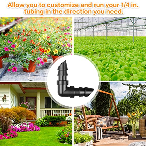 Gardrip Drip Irrigation Elbow Fittings:50 Pieces Barbed Elbow Irrigation Parts with Sharp End Fits for 1/4 Inch Irrigation Tubing Drip Line Elbow Connectors for Garden Lawn Irrigation System - color: Elbow-50P