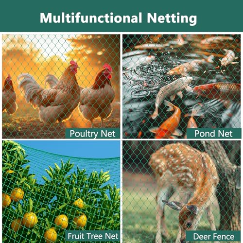 Bird Netting for Chicken Coop, Poultry Netting Over Chicken Run & Chicken Pen, Heavy Duty Nylon Nettings Reusable, UV-Resistant, Garden Netting Aviary Net Fruit Tree Nettings - size: 1.97"-13.12' x 32.81'