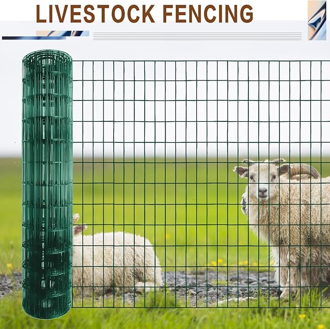 Tongmo 4 ft x 50 ft Green PVC Coated Welded Wire Fence, 16GA Garden Chicken Wire Fence Roll, Mesh Size 2" x 4" Hardware Cloth, Ideal for Yard Protection and Poultry Netting - color: Green, size: 4ft*50ft