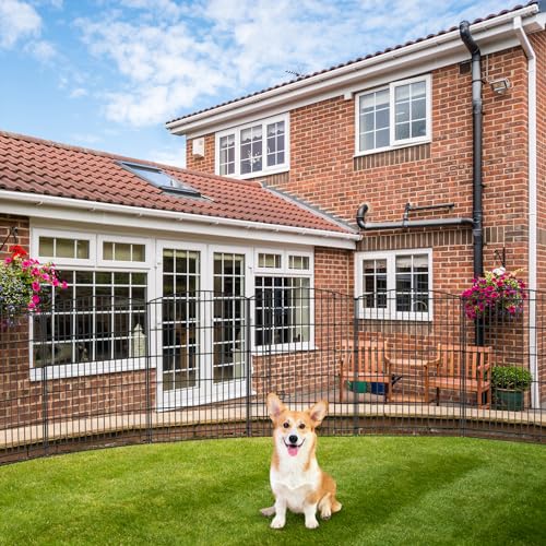 INJOPEXI Decorative Garden Fence 12 Panels 26ft (L)×36in (H) Garden Fences with 11 Panels + 1 Gate, No Dig Animal Barrier Rabbit Fencing Rustproof Metal Wire Temporary Dog Fence for Patio Outdoor Yard - size: 12 Panels 26ft(L)-36"(H) - With Gate
