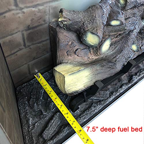 PuraFlame Klaus 33” Electric Fireplace Insert with Trim Kit, Fire Crackling Sound, Resin Log, Glass Door and Mesh Screen, 750/1500W Heater, Black - size: 33" with Trim