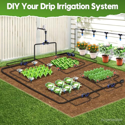 240FT Drip Irrigation System Kit Quick-Connect, Automatic Garden Watering System for Raised Garden Beds, Greenhouse, Yard, Lawn, Plant with 1/2 inch Hose 1/4 inch Distribution Tubing and Accessories - size: 40FT Main tube+200FT 1/4'' tube