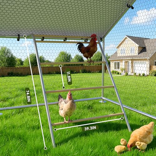 Large Metal Chicken Coop with Waterproof and UV-Resistant Cover,Chicken Run Outdoor Walk-in Cage Rabbit Duck Hen House for Yard Farm Use Spire Roof (10’ W x 9.9’ L x 6.4’ H) - size: 119.0"L x 119.0"W x 78.0"H