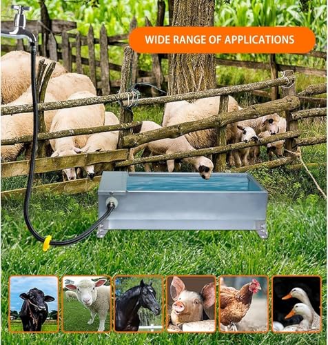 7.5L Self-Filling Stainless Steel Livestock Waterer – 304 Food-Grade Float Valve Cattle/Sheep Trough, Tool-Free Install, Leak-Proof, Freeze-Resistant, Farm Must-Have