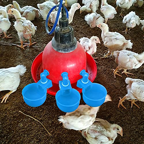 Patelai Chicken Water Cups, Chicken Waterer Cups Summer Water Feeder Cup 3/8 Inch Thread Automatic Filling Waterer Poultry Drinking Bowl for Duck Turkey Bunny(Blue,6 Pieces) - color: Blue