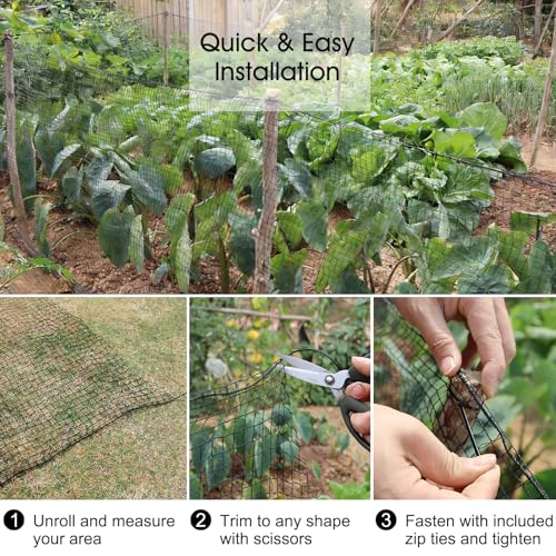 Deer Fence, RIFNY 4 x 25 FT Temporary Fence for Garden Outdoor Yard, Plastic Mesh Fencing Netting to Protect Plants Fruit from Deer Dogs Chicken Animal (Black) - size: 4 x 25 FT
