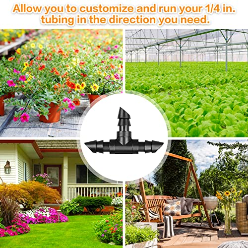 Gardrip Drip Irrigation Tee Fittings:100 Pieces Barbed Tee Irrigation Parts with Sharp End Fits for 1/4 Inch Drip Irrigation Tubing Drip Line T Connectors for Garden Lawn System - color: Tee-100P