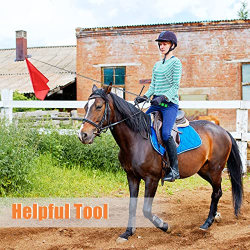 5Pcs Horse Training Flag and 55in Telescoping Pole with Hook for Lunging, Retractable Horse Training Equipment Flag with Clips