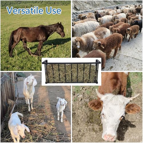 2Pcs Wall Mount Hay Rack, 40'' Long Livestock Hay Feeder with 25 Gallon Capacity, Carbon Steel Hay Feeder for Sheep, Goats, Horses, Indoor Outdoor Uses - size: 25INCH(2PCS)