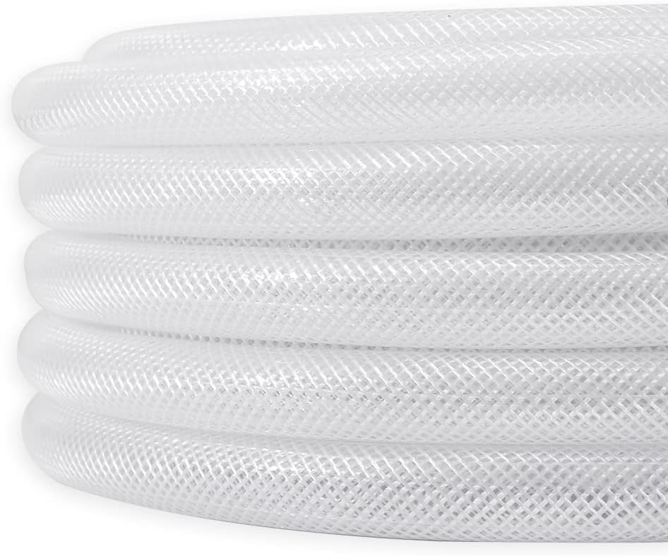 DAVCO 1" ID × 5 ft Heavy Duty Braided Clear Plastic Vinyl Tubing, Flexible High Pressure Reinforced PVC Vinyl Tube Hose, Non-toxic, BPA Free - size: 1"ID, style: 5 Feet