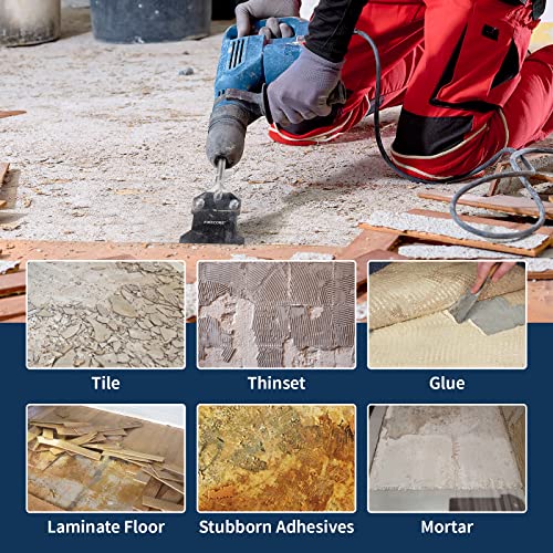 SDS Plus Floor Scraper with Spare Bolts and Nuts, Firecore 4 Inch x 10 Inch Rustproof Tile Removal Tool Thinset Remover Chisel Bits for Rotary Hammer Drill, Flooring Adhesives Remover FS23410B - style: Scraper