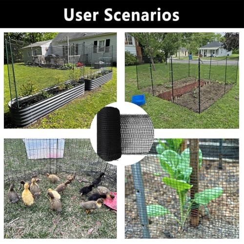 5x100ft Deer Fence Netting, Plastic Mesh Fence Heavy Duty Garden Fence Animal Barrier Garden Netting for Plants Fruit Trees Vegetables Against Deer, Birds, Rabbits, Chickens and Other Animals, Black - color: Black, size: 5x100ft