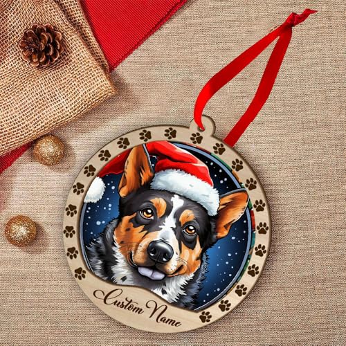 Personalized Australian Stumpy Tail Cattle Ornament, Australian Stumpy Tail Cattle Christmas Ornament, Custom Name Australian Stumpy Tail Cattle Dog Suncatcher for Christmas Tree - color: Australian Stumpy Tail Cattle