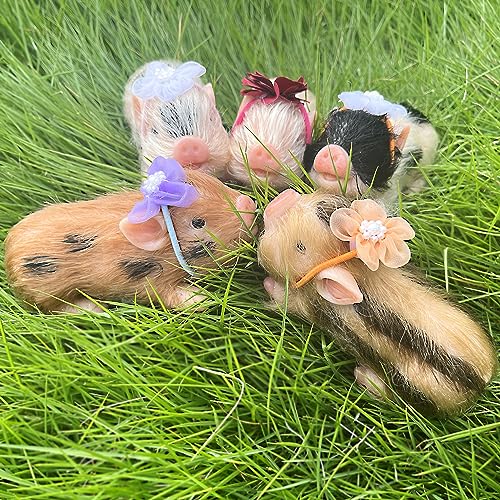 OtardDolls Lifelike Mini Pig Dolls, 5 Inch Full Silicone Soft Reborn Piggy Dolls Mini Realistic Newborn Cute Realistic Real Toddler Pig Toy with Toy Accessories for Happy Birthday, Christmas