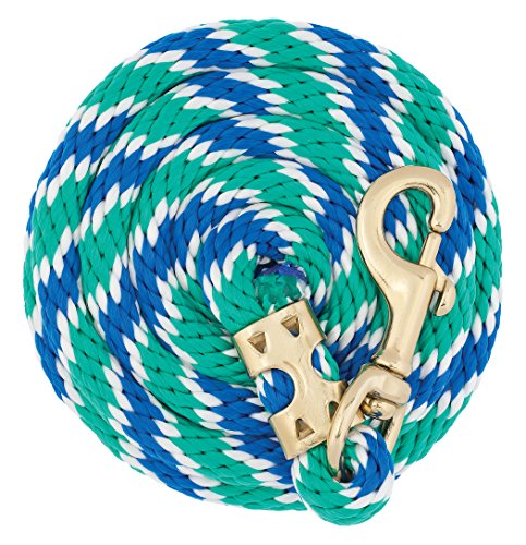 Weaver Leather Poly Value Lead Rope,Blue/White/Green, 5/8" x 8' - color: Blue/White/Green