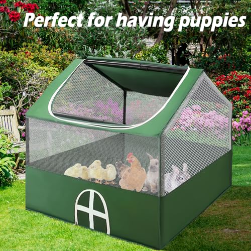 Small Animal Playpen,Rabbit Play Pen, Guinea Pig Cages for Indoor Outdoor,Portable Chicken Coop,Puppy Play Pen with Waterproof Floor for Guinea Pig,Chicken,Hamsters, Hedgehogs,Bunny, Green S - style: small