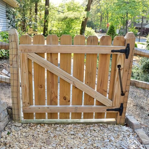 11-1/2" Gate Spring Self Closing Heavy Duty Outdoor Door Spring Automatic Fence Gate Closure Hardware Spring Loaded Gate Latch with Adjustable Tool for Wooden and Vinyl Fence, Black (2 Pack) - size: 11-1/2 Inch