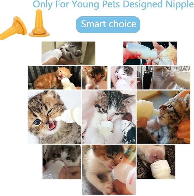Pet Feeding Bottle Nipples 15-Pack Soft Silicone Replacement Nipples for Newborn Kittens Puppies Small Animals Nursing Bottle Accessories