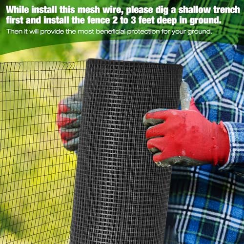 Tatuo Hardware Cloth 1/2 Inch 36in x 150ft Hot Dip Galvanized After Welded Cage Mesh Rolls 21 Gauge Metal Chicken Wire Roll Wire Fencing Poultry Netting for Raised Garden Rodent Animals(Black) - color: Black, size: 36in X 150ft