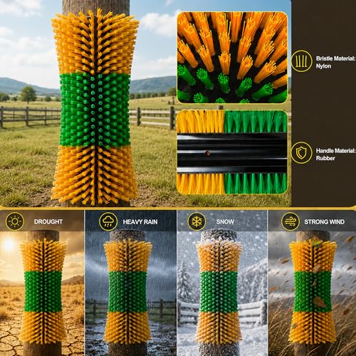 Bionic Curve Livestock Scratching Brush for Cattle, Cows, Goats, Horses and Pigs - Body-Contoured Farm Animal Scratcher Post, Heavy Duty Livestock Grooming Brush with 4 Screws, 1 Pack - color: 1pcs