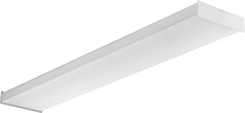 Lithonia Lighting 4 Foot LED Wraparound Ceiling Light, Low-Profile Square-Basket Ceiling Light Fixture, Dimmable, 3500K Neutral White, MVOLT 120-277V, Damp Listed for Garage Lighting and Closets - color: 3500K, size: 4 ft | Square, style: 2nd Gen