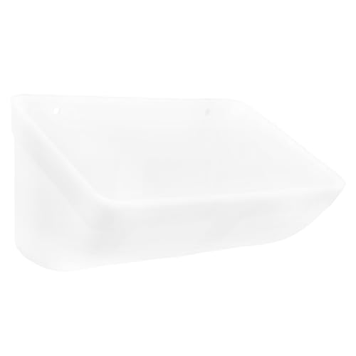 Yardwe 2pcs Hanging Feeder Trough for Livestock Chicken and Goat Feed Container Poultry Waterer Screws and Buckles for Ducks Geese and Deer - color: White