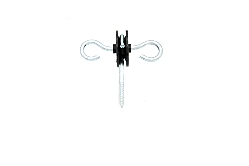 JBT 2 Rings Electric Fence Screw-in Gate Handle Anchor, Black, 4 | Wood Post Screw-in Insulator