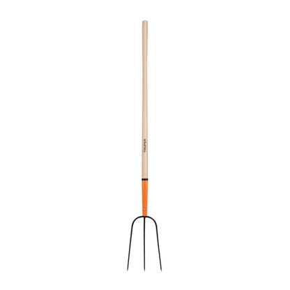 Truper 3-Tine Hay and Straw Fork, Manure Fork, 48-Inch Heavy-Duty Wood Handle, Single-Piece Forged Steel Agriculture and Pitchfork Tool (Model 11000 / BPJ-3)