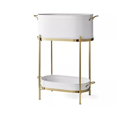 Member's Mark Home Stainless Steel Beverage Tub with Stand - Bottom Tray - Ice Bucket - Party Drink Holder - Outdoor or Indoor Use - Free Standing
