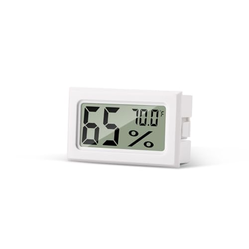 Atogou Mini Hygrometer Indoor Humidity Meter, Digital Humidity Gauge Indoor Thermometer (℉) for Home, Office, Reptile, Car, Greenhouse, Lab, Terrarium, Cellar, Humidors A02 White