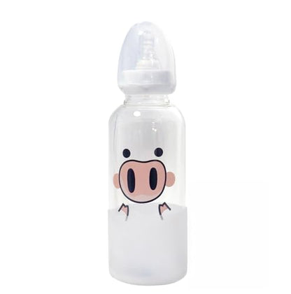 CutiePlusU Adult Glass Feeding Bottle Cute Printed Large Size Baby Bottles Pig Nose 13.5Oz/400ML - color: Pig Nose