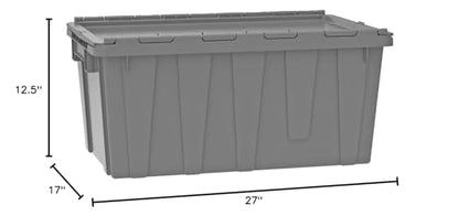 Buckhorn AR2717120204000 Industrial Plastic Stackable Storage KeepBox Tote Container with Hinged Attached Lid, 27-Inch L x 17-Inch W x 12-Inch H, Green - color: Green