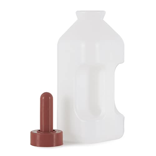 Tuff Stuff Products LBH2 2 Quart Push On Nipple Teat Cap 2 Quart Calf Milk Feeder Nursing Feeding Bottle with Hand Grip Handle