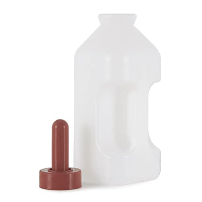 Tuff Stuff Products LBH2 2 Quart Push On Nipple Teat Cap 2 Quart Calf Milk Feeder Nursing Feeding Bottle with Hand Grip Handle